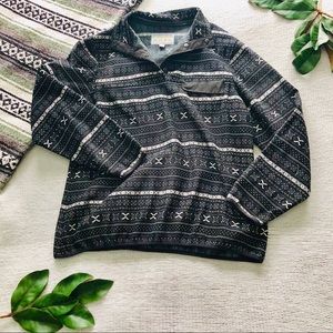 Jachs Pullover T Snap Black Fair Isle Fleece Large